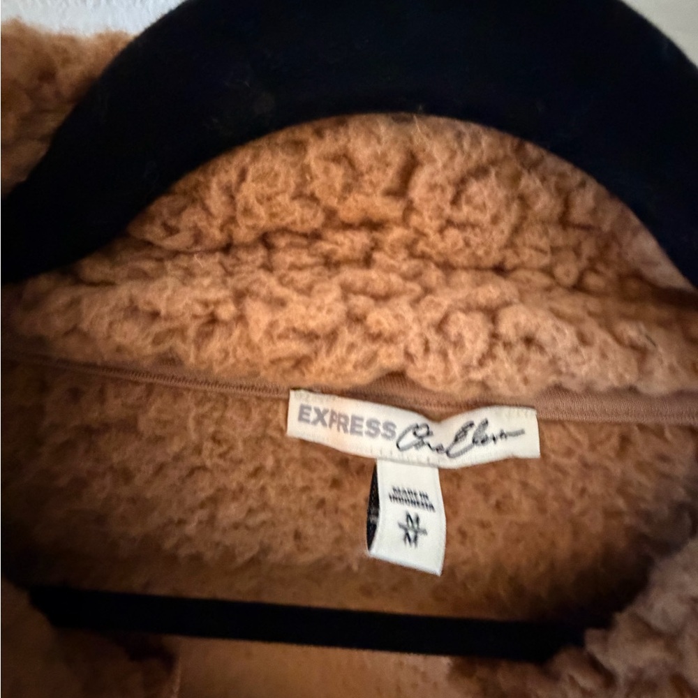 Express Warm Brown Teddy Jacket - Picture 2 of 3